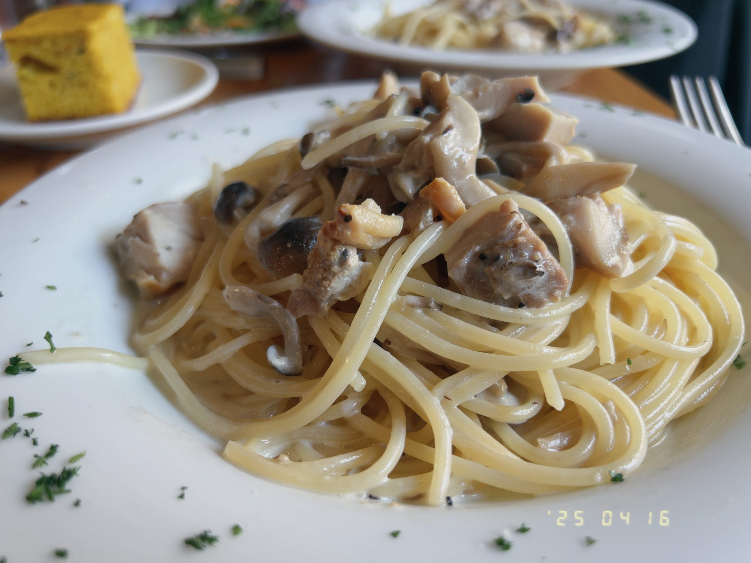 昼ごはんに食べたクリームパスタの写真
