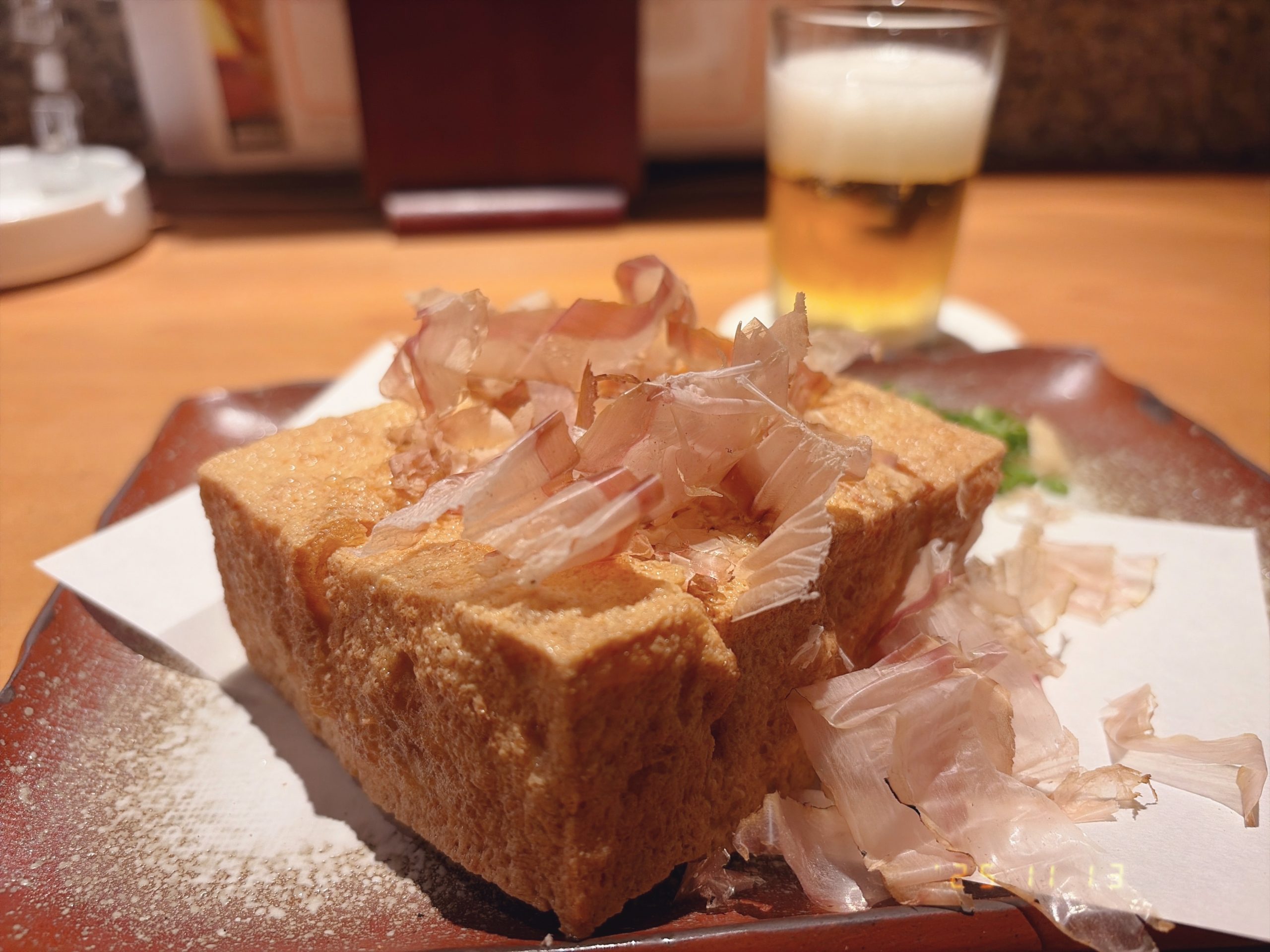 居酒屋さんで注文した厚揚げの写真